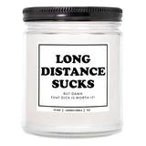 You Nique Designs Long Distance Candle, 7 Ounces, Long Distance Relationship Gifts, I Miss You Gift For Him, Deployment Gifts, White All Natural Soy Vegan Aromatherapy Candles (Mahogany Teakwood)