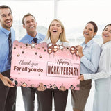 Large Happy Workiversary Card For Women, Rose Gold Pink Work Anniversary Party Decoration Gift, Giant Thank You Guest Book With Envelope, Jumbo Workiversary Greeting Card For Office Business Employee Signing
