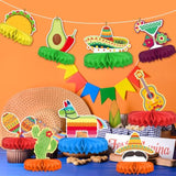 Fiesta Party Decorations - Authentic Mexican Themed Honeycomb Centerpiece For Cinco De Mayo, Taco Parties, Birthdays & Day Of The Dead Celebrations