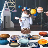 Space Theme Party Decorations 100Pcs Galaxy Planet Outer Space Disposable Plates And Napkins For Kids Space Solar System Planets Baby Shower Birthday Party Decorations, 9Inch