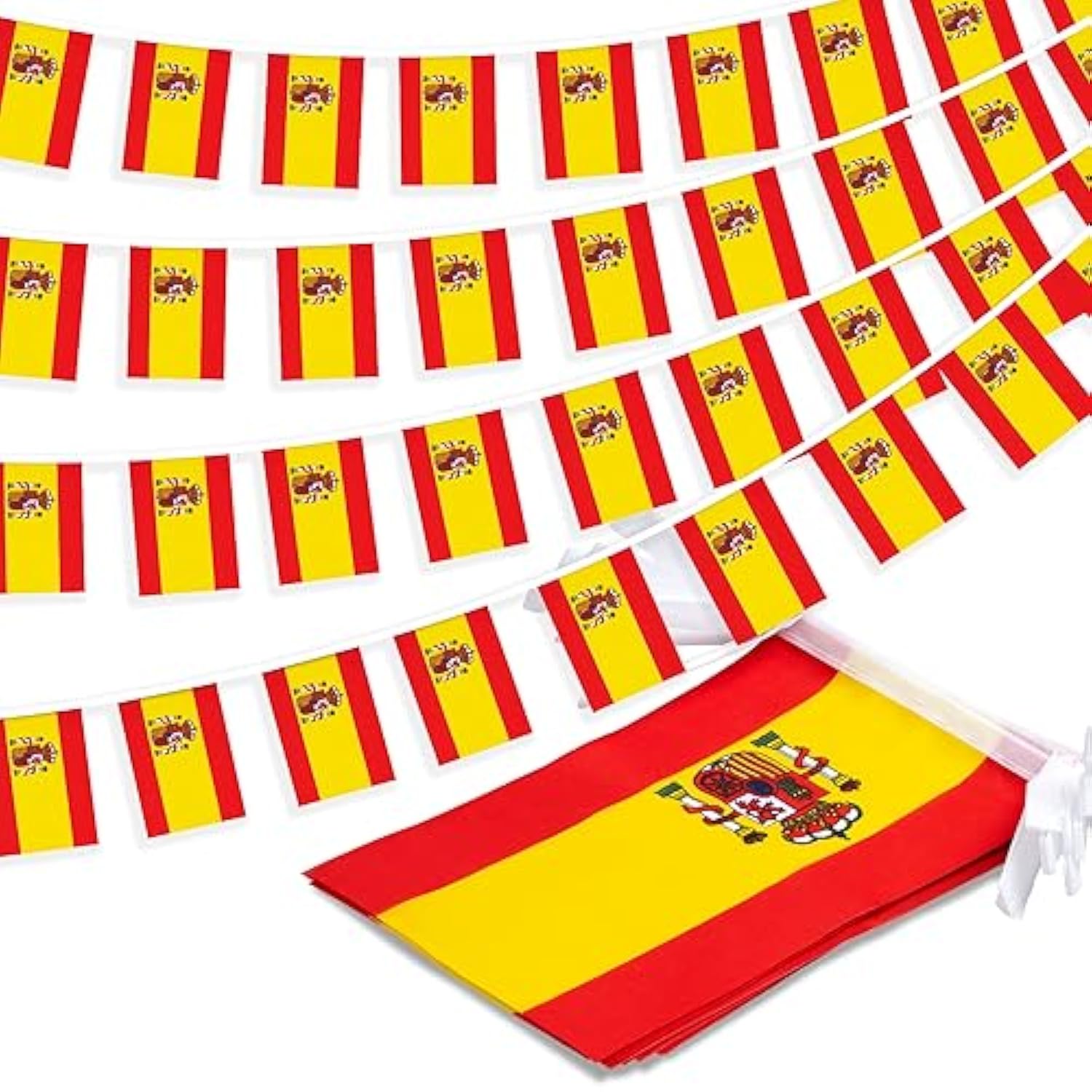 33 Ft Spain String Flag Pennant Banner: 30 Mini Flags for School, Party, or Sports