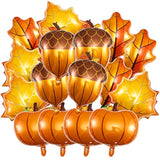 Thanksgiving Fall Balloons 16Pcs Pumpkin Acorn Maple Leaf Balloons for Autumn Party Decor
