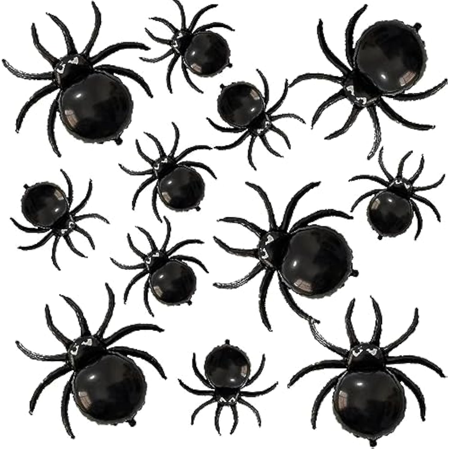 12 Pack Halloween Black Spider Balloons 33" & 17" Foil Balloons Spooky Party Decor