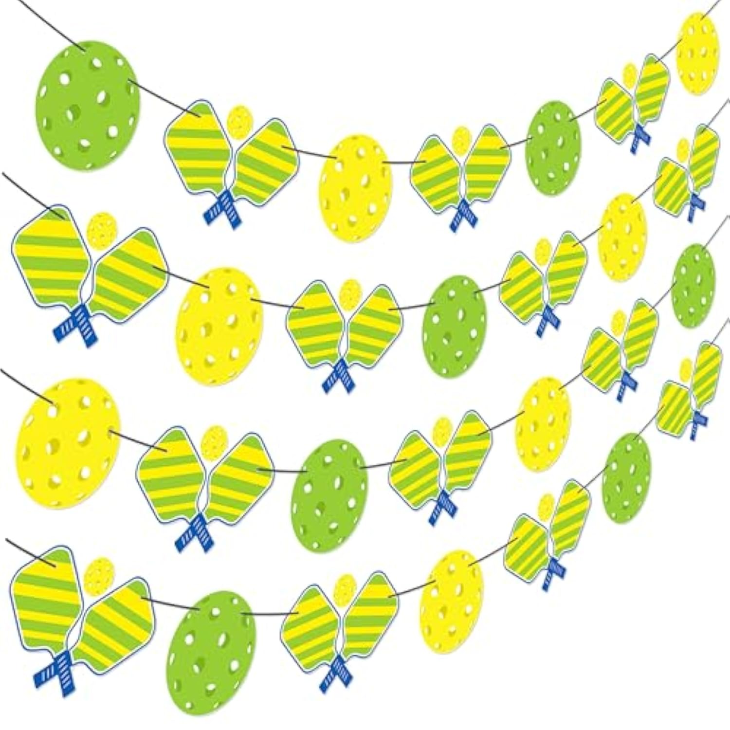 Pickleball Party Banners 4Pcs Pickleball Themed Birthday Decorations Green And Yellow Cardboard Rope