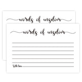 50 Words Of Wisdom Card, Blank Advice Cards, For Bridal Or Baby Shower Party Games, Mr And Mrs Bride Groom, Graduation (4" X 6")