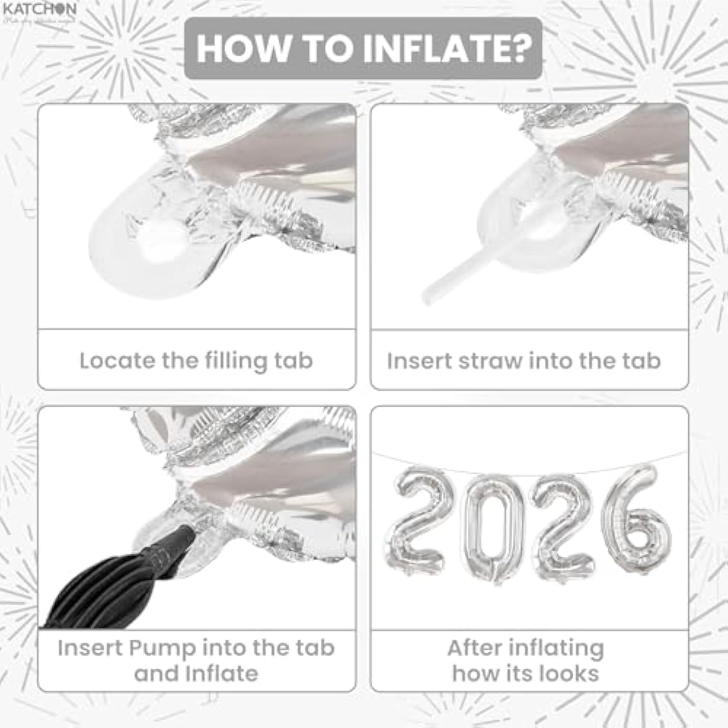 16 Inch Silver 2026 Number Balloons New Year Party Supplies
