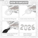 16 Inch Silver 2026 Number Balloons New Year Party Supplies