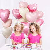 Pink and white heart foil balloons, 15-pack for Valentine’s, weddings & showers