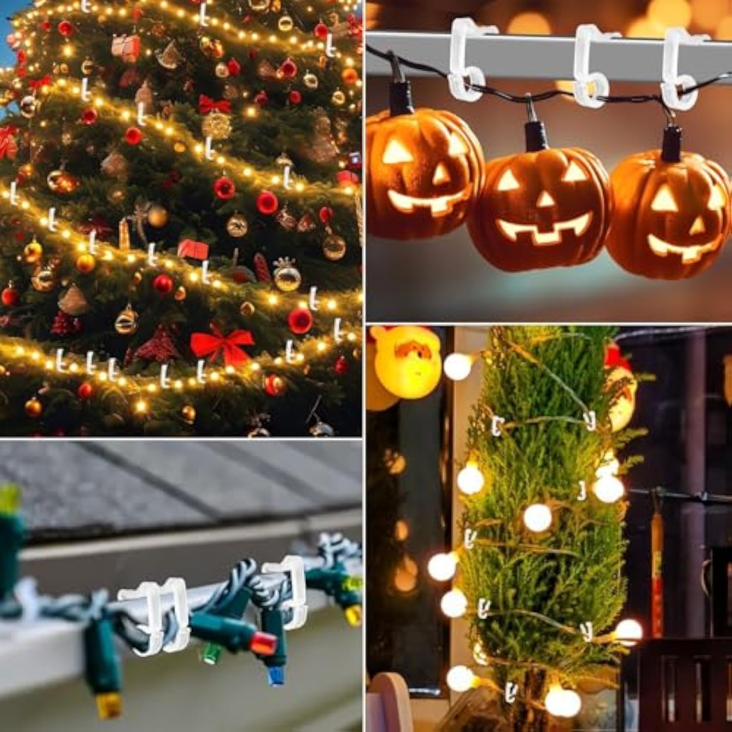 Holiday Light Clips,150 Pcs Christmas Light Clips Outdoor Lights Hooks For Christmas Party Light Strings Outdoor Hang Gutter Hooks Halloween Decoration(A)