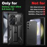 For Samsung Galaxy S23 Ultra Case, [Built-In Slide Camera Cover & Screen Protector] [2 Front Frame] Military Grade Shockproof S23 Ultra Phone Case With Kickstand & Belt-Clip 6.8", Black