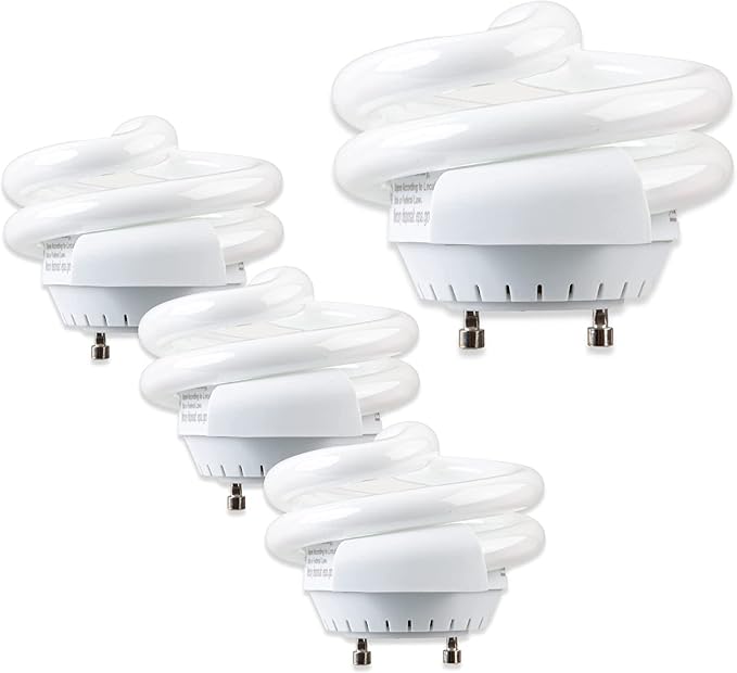 GU24 CFL Spiral Light Bulbs 4 Pack 13W 800LM 3500K Soft White Energy Efficient UL Approved