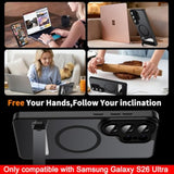 Magnetic Case for Samsung Galaxy S26 Ultra with Stand and Screen Protector & Camera Protector, Compatible with MagSafe, Matte Translucent Shockproof Slim Phone Case - Black