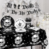 Bride Or Die Bachelorette Party Decorations-142Pcs Til Death Do Us Party Plates And Napkins Kit Skull Gothic Halloween Bachelorette Tableware For Bride Or Die Bridal Shower Engagement