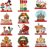 12 Pcs Christmas Wooden Centerpieces For Table Duplex Printing Christmas Table Decorations Snowman Santa Reindeer Gingerbread Man Xmas Sign Decor Holidays Indoor Ornament, 12 Styles