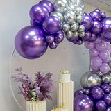 Purple Silver Balloon Garland Arch Kit - 127Pcs for Birthday & Party Decor