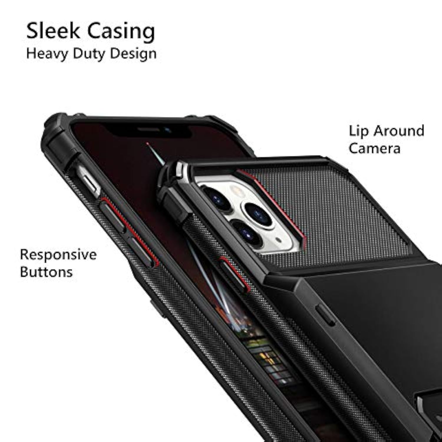 For Iphone 11 Pro Case Wallet With 4-Card Holder Credit Id Slot Flip Door Hidden Pocket Anti-Scratch Dual Layer Hybrid Bumper Armor Protective Hard Shell Back Cover For Iphone 11 Pro 5.8 Black