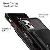 For Iphone 11 Pro Case Wallet With 4-Card Holder Credit Id Slot Flip Door Hidden Pocket Anti-Scratch Dual Layer Hybrid Bumper Armor Protective Hard Shell Back Cover For Iphone 11 Pro 5.8 Black