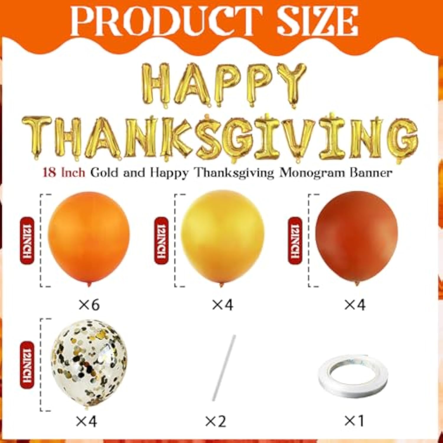 Thanksgiving Balloons 42Pcs Pumpkin Turkey Gold Maple Leaf Acorn Balloons for Fall Party Decor