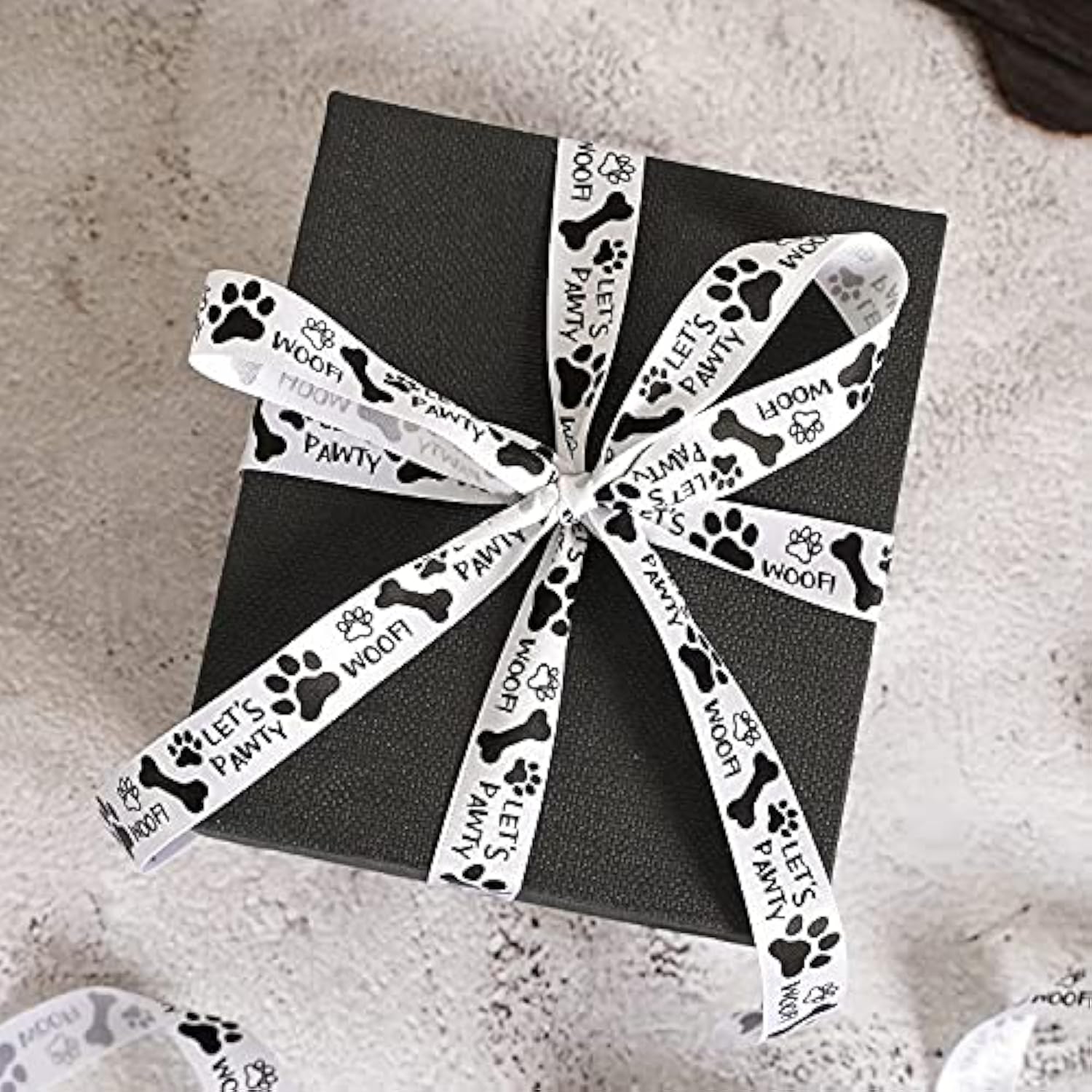 Paw Print Ribbon Dog Bone Satin Ribbon Assortment Black And White Ribb