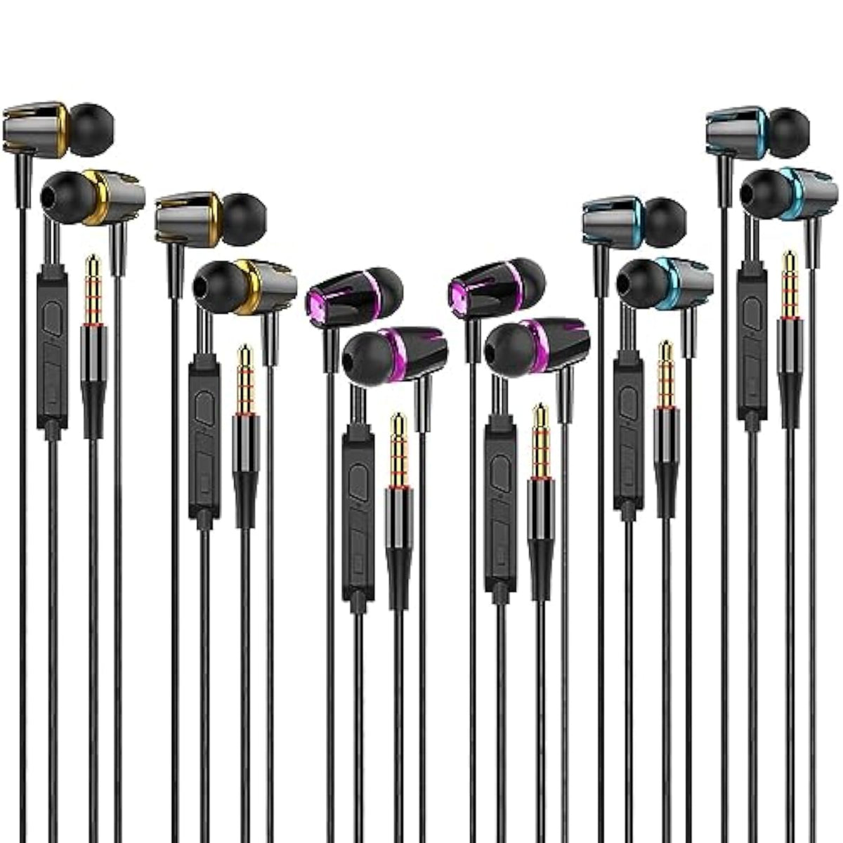Earbuds Wired With Microphone Pack Of 6, In-Ear Headphones,Noise Isolating,Pow