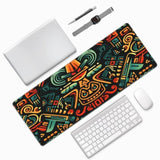 Laptop Mouse Pad Aztec Pattern Desk Mat With Stitched Edges 31.5X 11.8 Inch Non-Slip Large Keyboard Rubber Writing Table Mat For Office Home