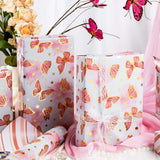 Girl Wrapping Paper Roll, 17In X 33Feet Gold Foil Butterfly Pink Gift Wrap For Baby Shower, Women, Wedding, Bridal Shower