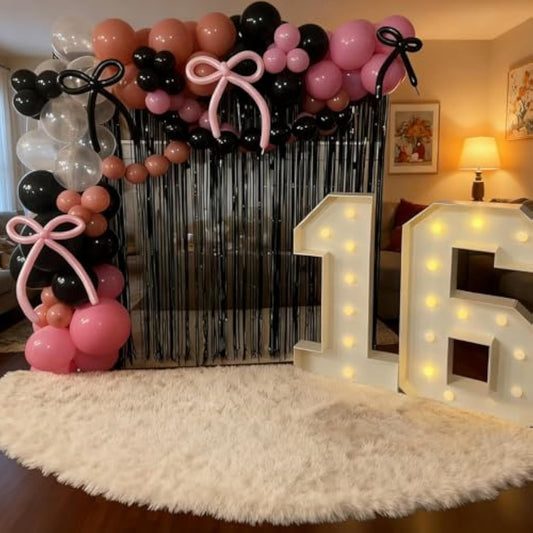 Pink And Black Balloon Arch Kit,120Pcs Retro Dirty Pink Maca Pink Black Clear Balloons Garland Different Sizes For Girls Women Birthday Wedding Baby Bridal Shower Party Decorations