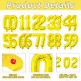 20pcs Gold Number Foil Balloons 16in Birthday Anniversary Party Decor