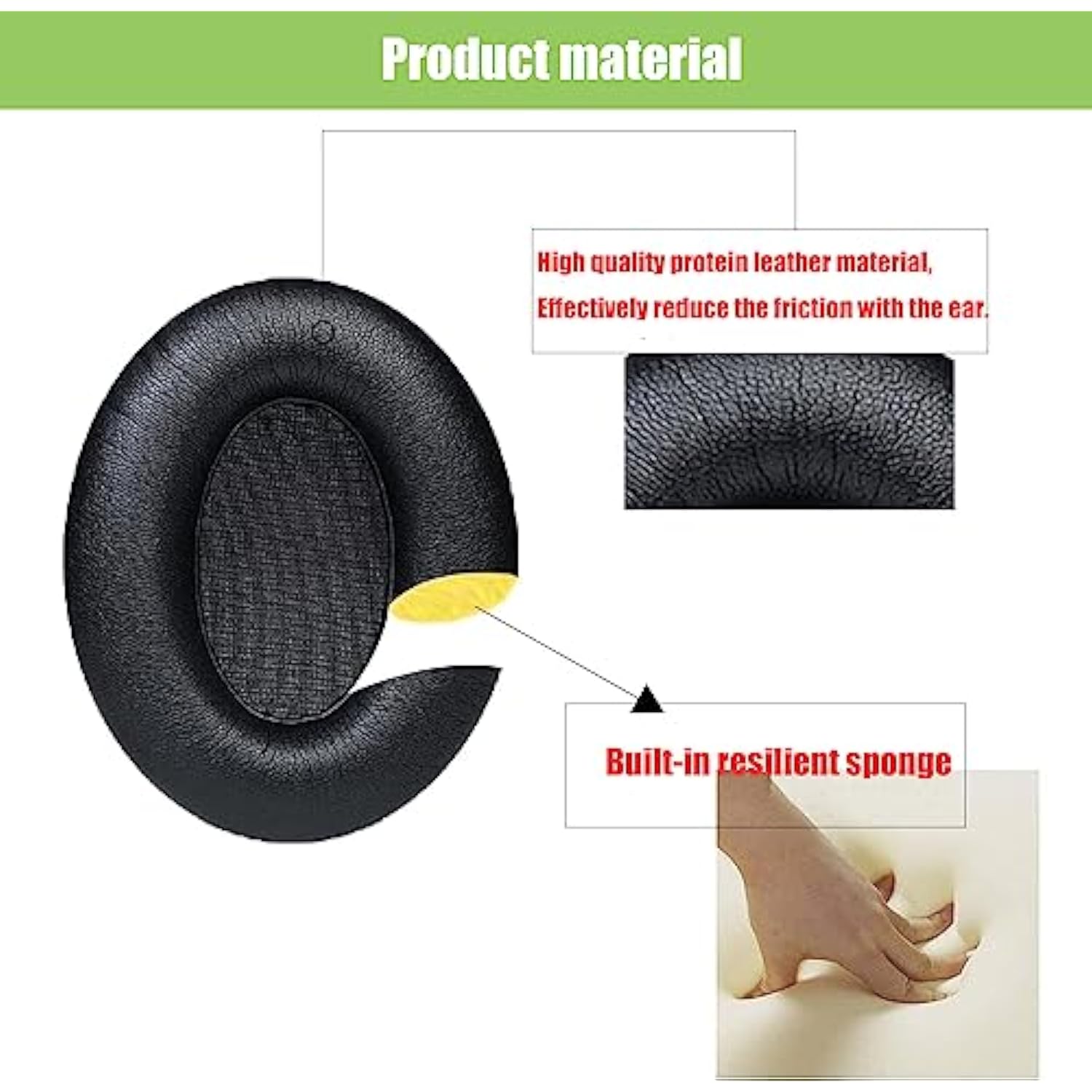 Replacement Ear Pads Compatible With Sennheiser Hd201 Hd201S Hd206 Hd180 Headphones Made Of Soft Protein Leather Combined With Memory Foam Replacement Ear Pads For Repair Accessories (Black)