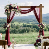 Wedding Arch Draping Fabric Burgundy 29" X 20Ft Chiffon Tulle Sheer Drapes For Wedding Ceremony Arbor Party Ceiling Swag Backdrop Decoration | Burgundy Sheer Fabric 2 Panels