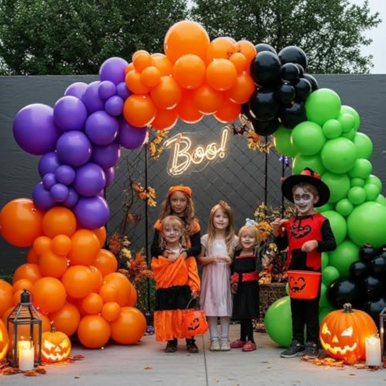 146Pc Halloween Balloon Arch Kit – Orange Black Green Purple Party Garland