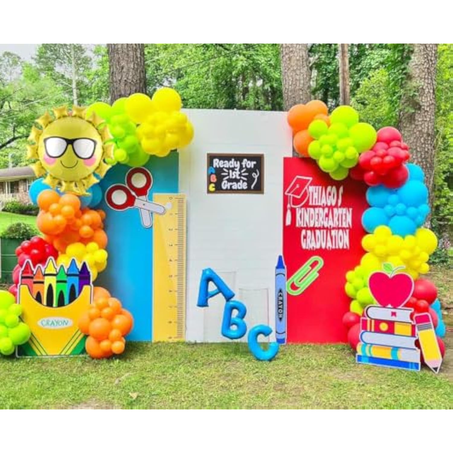 Back To School Balloon Garland Arch Kit, 158Pcs Rainbow Balloons With Theme Foil Balloons For Decoration, 100 Days Of School Graduation Party Supplies, Classroom Decor