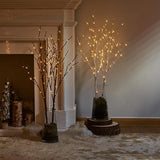 Lighted Brown Willow Branches 32In 100 Led With Timer Battery Operated, Tree Branch With Warm White Lights For Holiday C