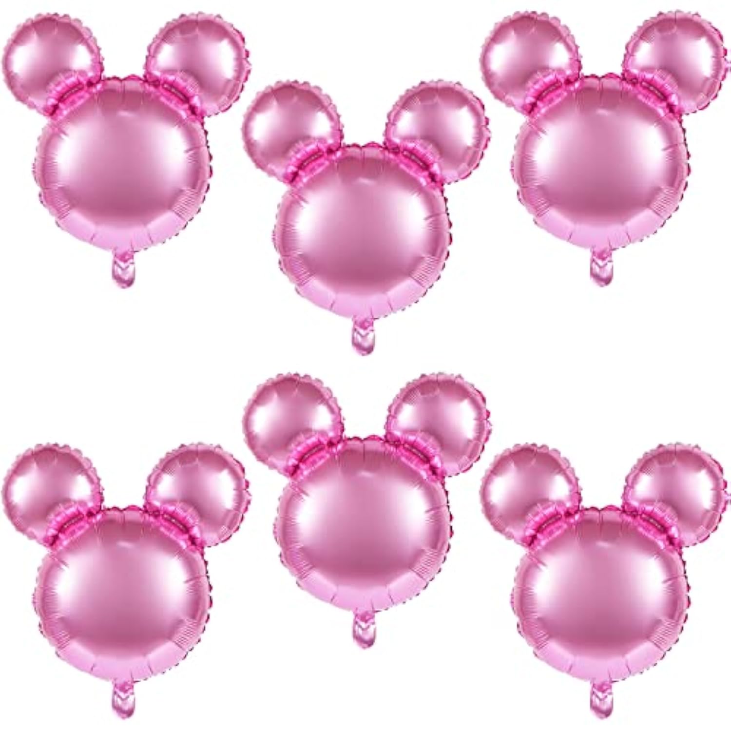 6pcs Pink Mouse Head 24" Foil Balloons for Birthday & Baby Shower