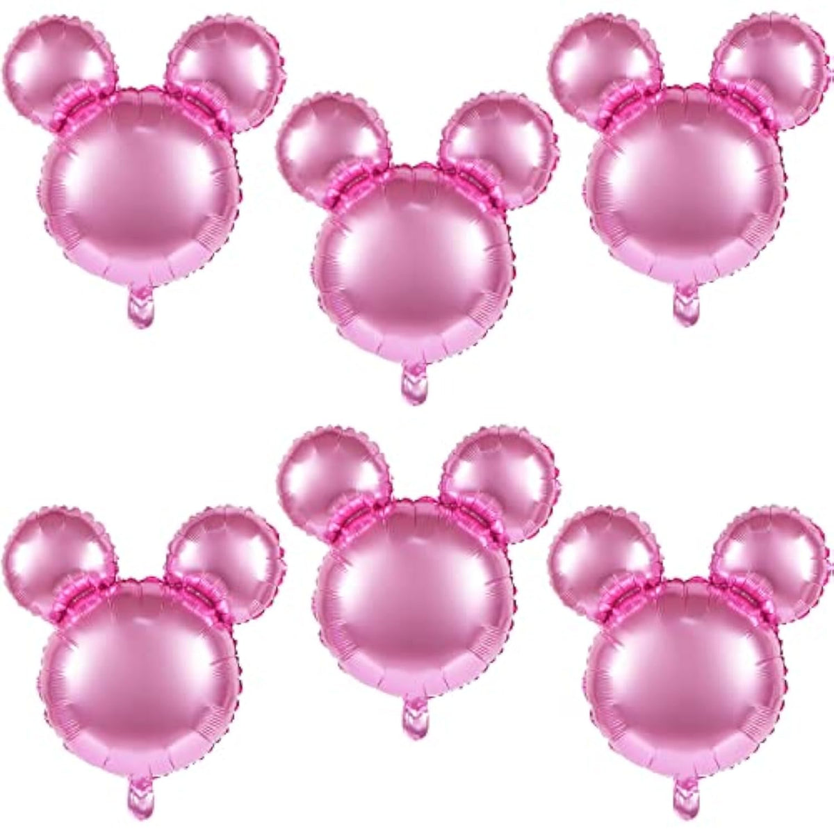 6pcs Pink Mouse Head 24" Foil Balloons for Birthday & Baby Shower
