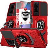 For Tcl K24/Tcl K23/Tcl 50 Le/Cricket K24 5G Case Work With Magnetic Car Mount, For Tcl K24/Tcl K23/Tcl 50 Le With Screen Protector, Heavy Duty Rugged Protective Cell Phone Cover,With Kickstand.(Red)
