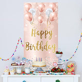Pink Rose Gold Happy Birthday Door Banner Backdrop Decorations For Women Girls, Happy Birthday Party Door Cover Sign Background Supplies For 16Th, 21St, 30Th, 40Th, 50Th, 60Th Birthday