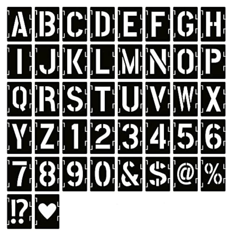 3 Inch Letter Stencils Symbol Numbers Craft Stencils, 42 Pcs Reusable Alphabet Templates Interlocking Stencil Kit For Painting On Wood, Wall, Fabric, Rock, Sign, Diy Art Projects