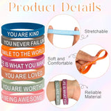 30 Pcs Motivational Quote Silicone Bracelets, Inspirational Rubber Wristbands, Colorful Inspiring Silicone Bracelets For Office Classroom Rewards Gifts Party Favors Supplies