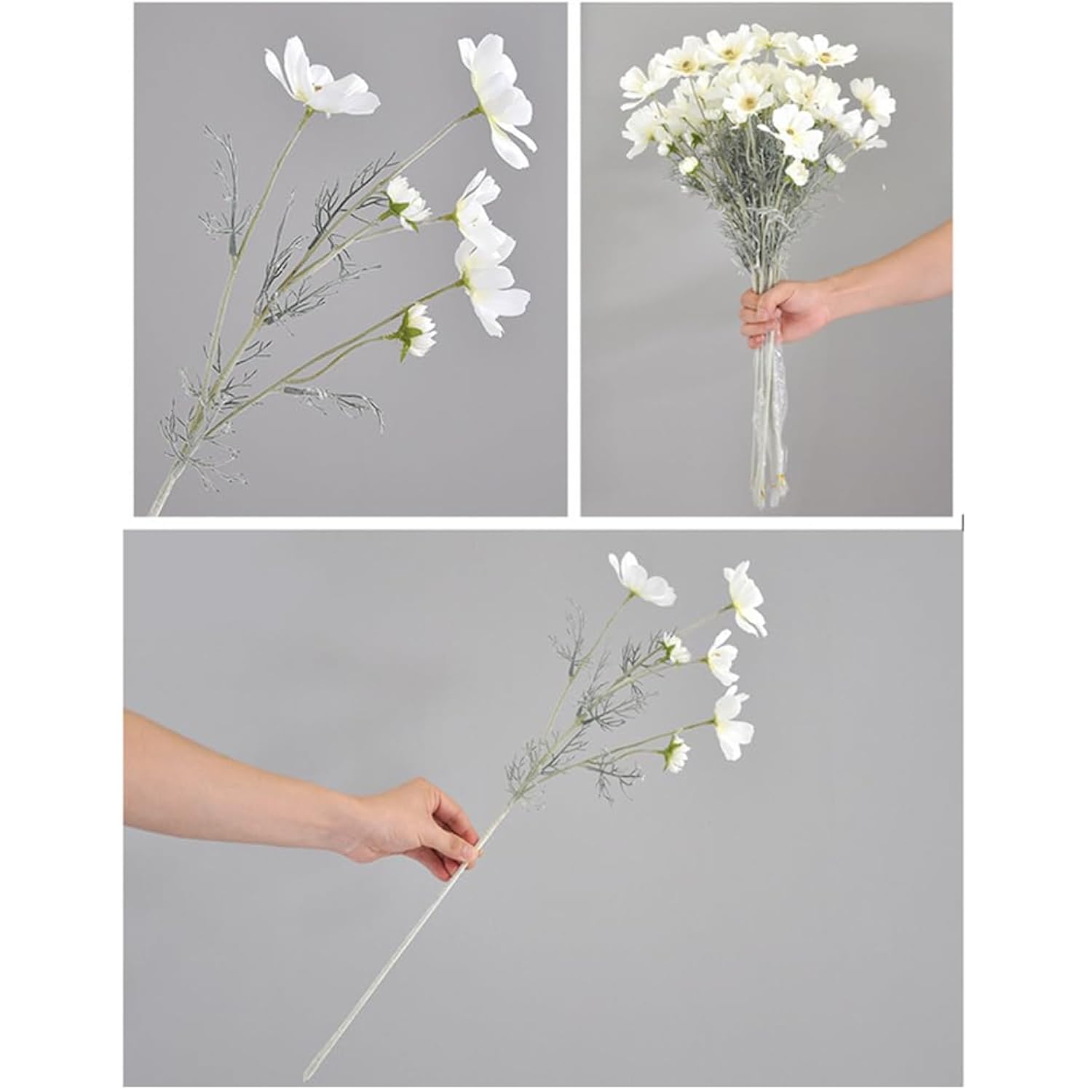 4 Pcs Artificial Wild Flower Fake Cosmos Silk Flower For Wedding Table Centerpieces Home Kitchen Garden Decor 23.6'' High (White)