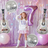Silver Blow Up Inflatable Guitar Balloons Large 22 Inch 4D Disco Ball Balloons 60S 80S 90S Rock And Roll Music Note Theme Balloon Party Decoration Props For Concert Birthday Party Decorations