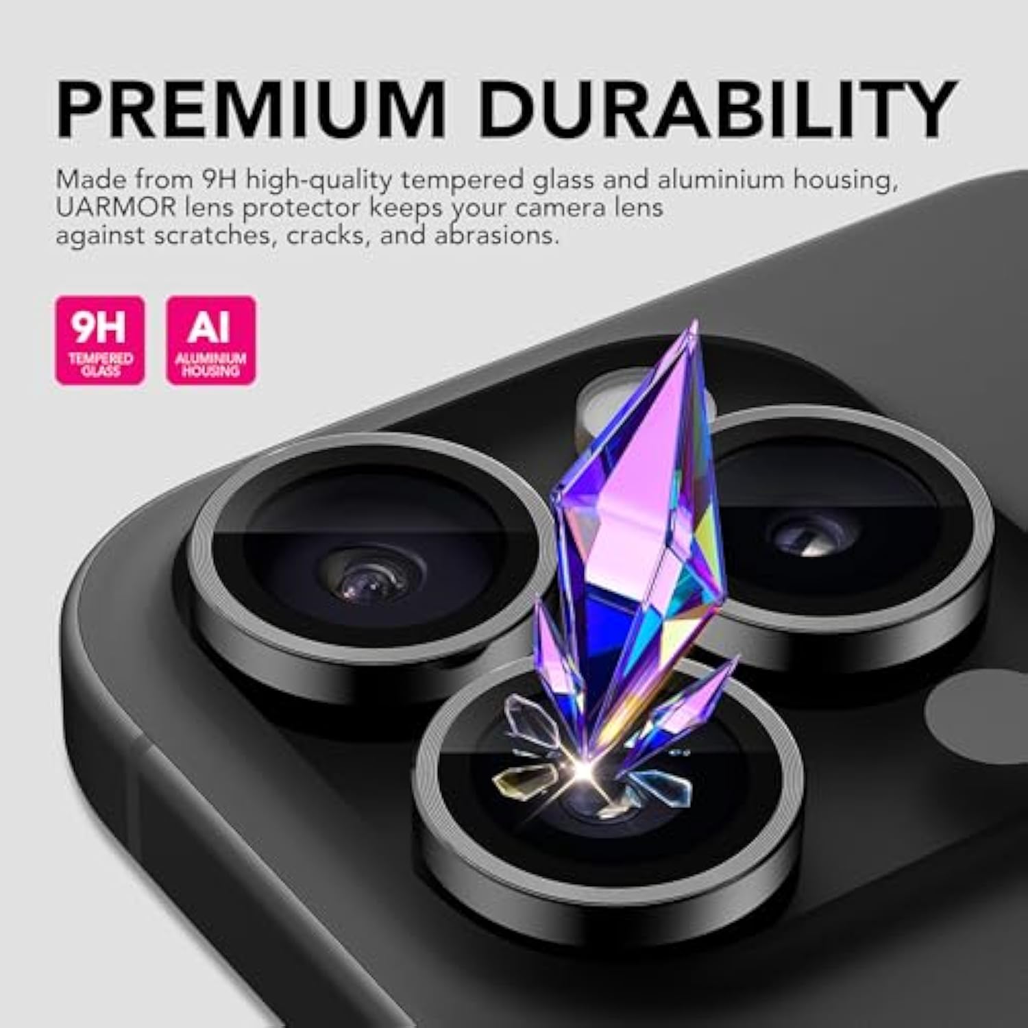 Uarmor Glass 3 Pack Screen Protector & 1 Pack Camera Lens Protector For Iphone 16 Pro (6.3 Inch) 9H Tempered Glass With Easy Installation Kits (Clear)