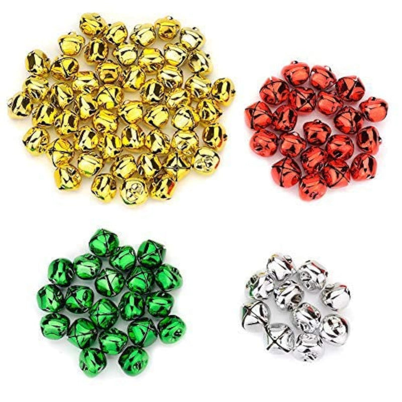 100Pcs 1 Inch Multicolored Jingle Bells Christmas Metal Bells Craft For Christ