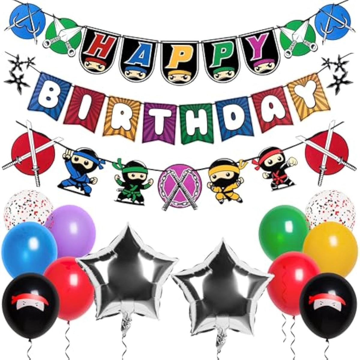 Ninja Birthday Party Decorations, Ninja Birthday Decorations, Ninja Party Decorations, Ninja Party Supplies | Ninja Balloons | Ninja Birthday Banner | Asian Themed Party Decorations