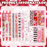 72 Pcs Valentines Day Pens Bulk Valentine'S Day Heart Ballpoint Pens Retractable Black Ink For Study Prizes Exchange Gift Office Supplies Party Favors Game Prizes