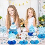 Frozen Winter Wonderland Party Decorations - 12 Pack Winter Themed Snowflake Honeycomb Table Centerpieces and 600pcs Snowflake Confetti for Christmas Holiday Winter Birthday Baby Shower Party Supplies
