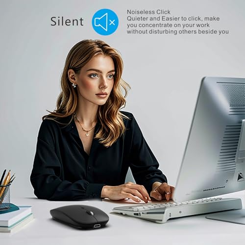Bluetooth Rechargeable Mouse For Ipad Air/Ipad Pro/Laptop/Tablet/Iphone/Pc, (Not For Mac,Macbook) Black