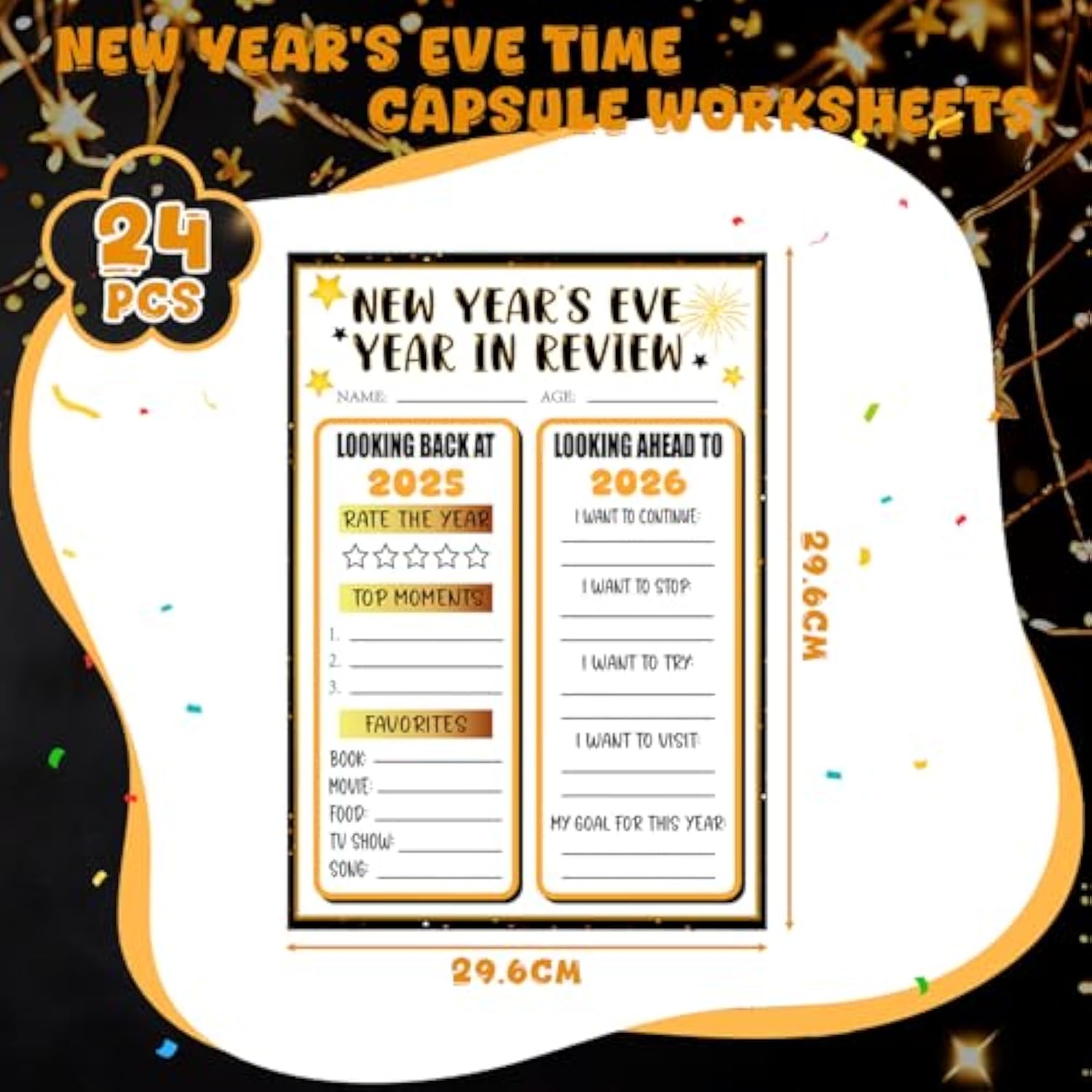 2026 New Year Games 24 Players Time Capsule Worksheet Family & Classroom Activity