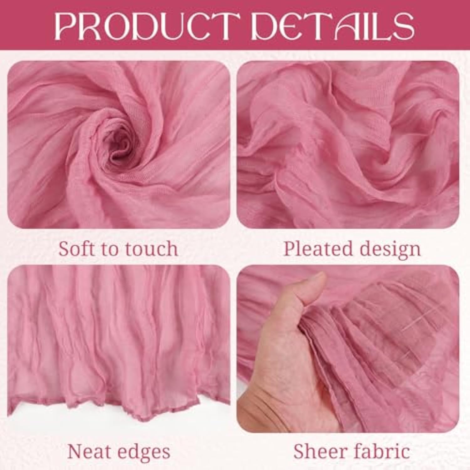8 Pack Cheesecloth Table Runner, 10Ft Boho Gauze Table Runner 35×120 Inch Rustic Romantic Long Table Runner For Wedding Party Bridal Shower Thanksgiving Christmas Decoration(Dusty Rose)