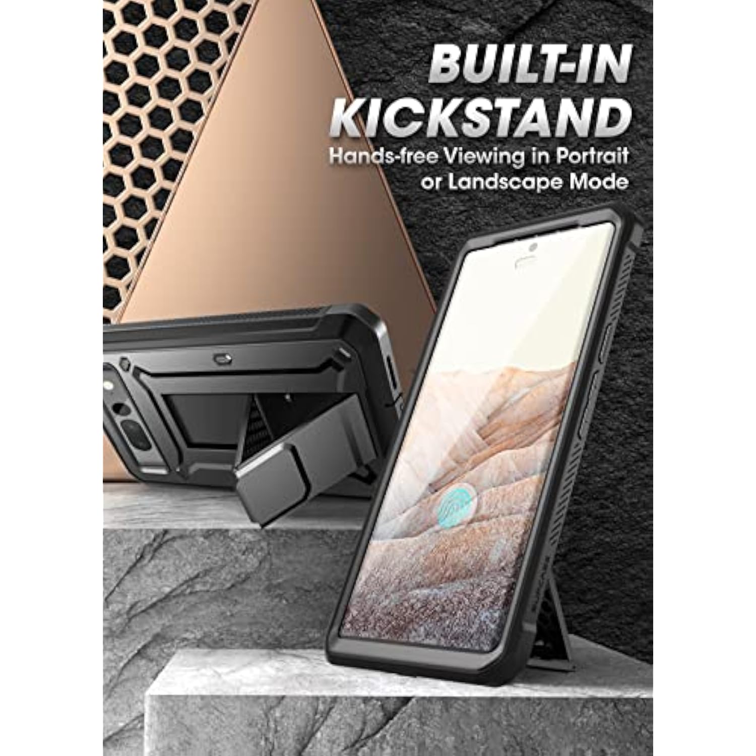 SUPCASE Unicorn Beetle Pro Series Case for Google Pixel 7 Pro (2022 Release), Full-Body Rugged Belt-Clip & Kickstand Case with Built-in Screen Protector (Black)